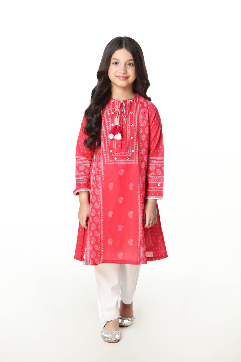 Digital Printed Embellished A-Line Kurti (DGK-387)