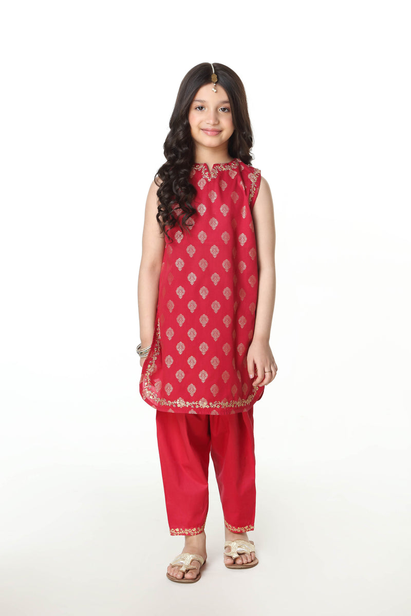 Embellished Kameez With Separate Sleeves & Shalwar (GPW-1016)