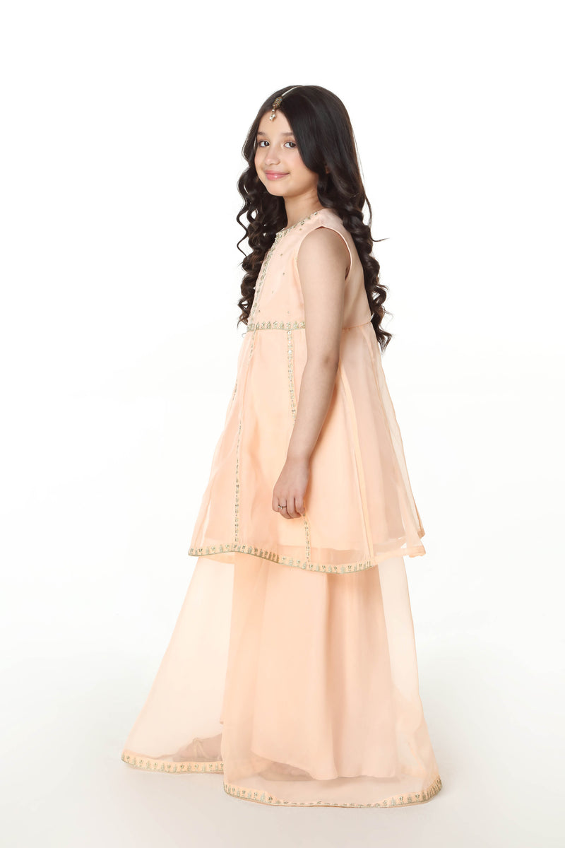 Embellished Kameez With Separate Sleeves & Gharara (GPW-1026)