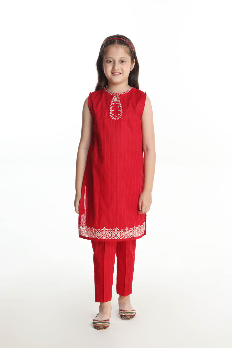 Emboridered Kameez & Trousers with Separate Sleeves (GSK-520)