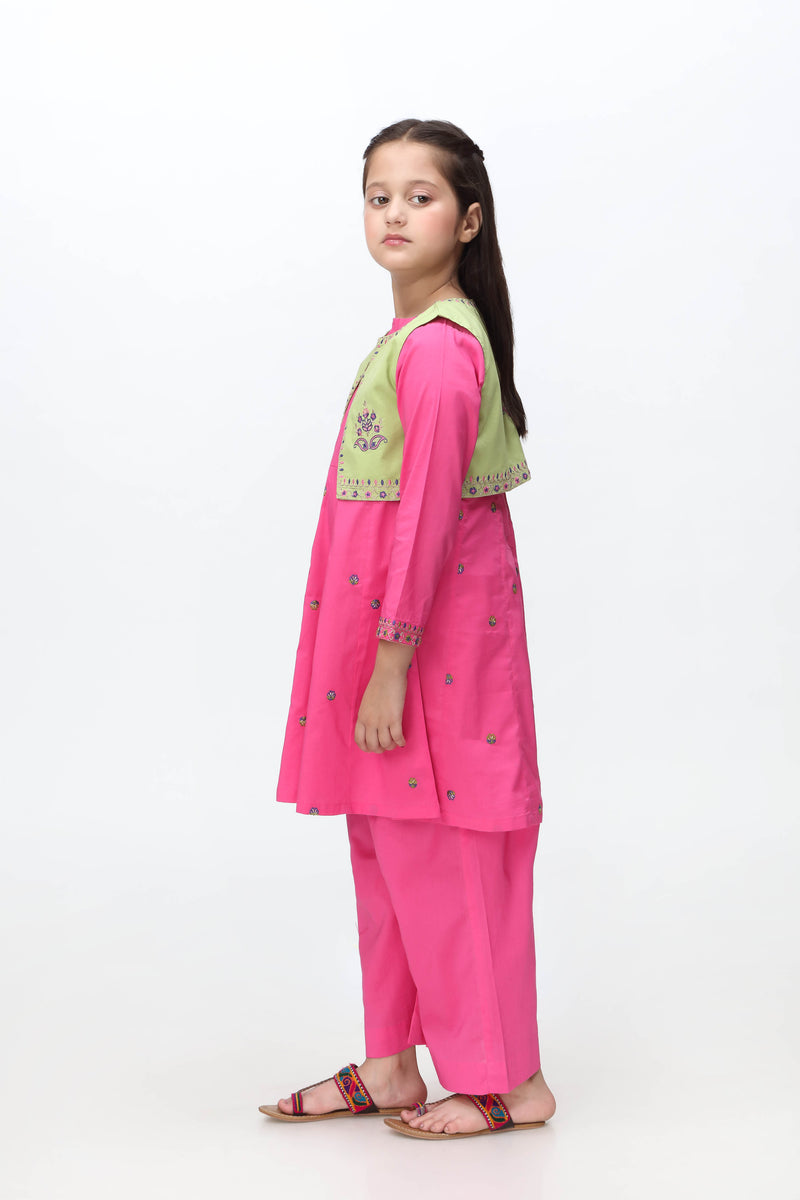 Embroidered Kameez With Waistcoat And Plazo (GSK-528)